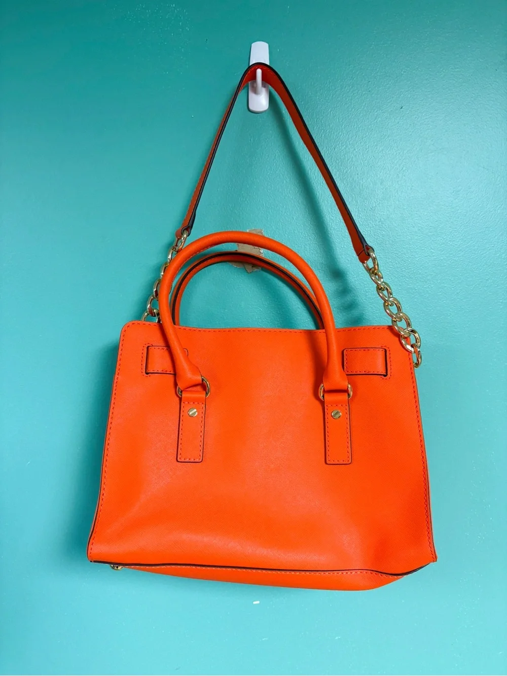 NWOT Michael Kors Orange Hamilton Medium Satchel Poppy Bundle Wristlet Dust Bag